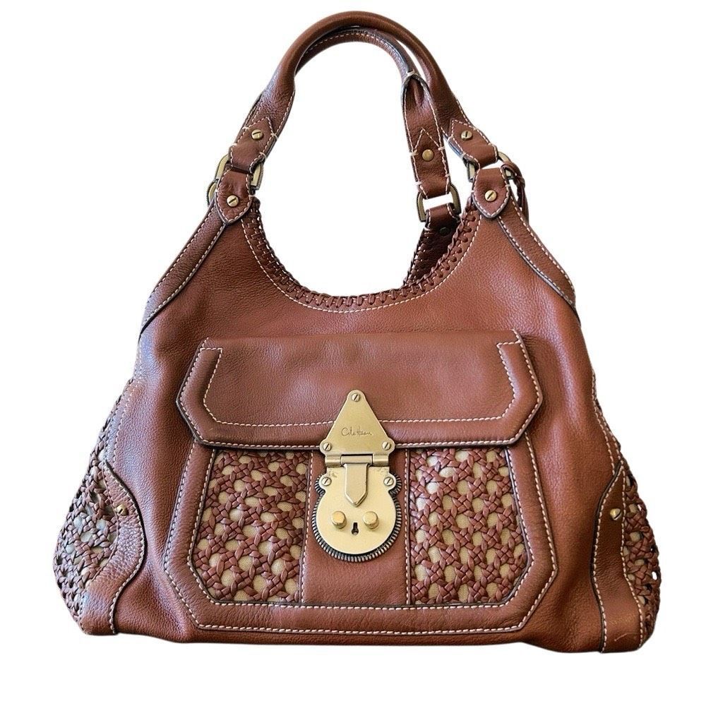 Cole Haan leather satchel  bag with braid detail